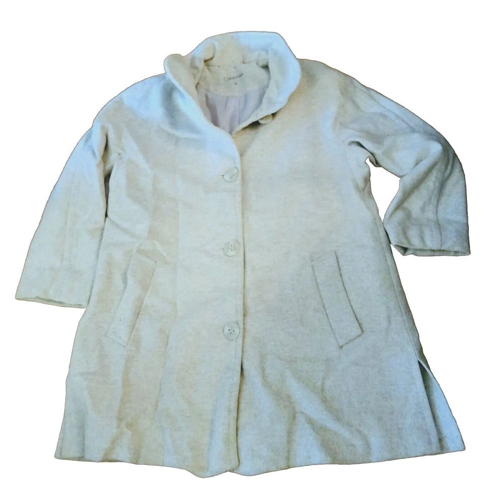 Calvin Klein Mid Length‎ Gray Wool Coat Womens Size 16